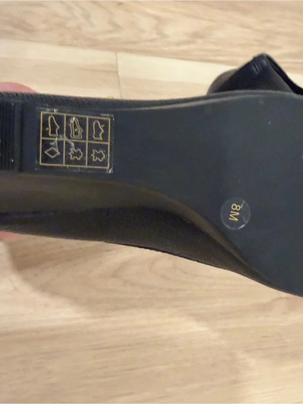 Tory Burch Black Leather Logo wedge with Gold Emblem